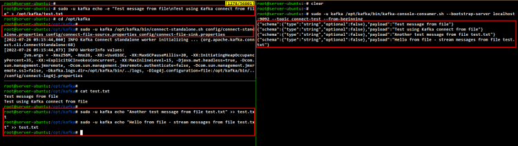 Пример работы Kafka Connect: поток данных из файла в топик connect-test