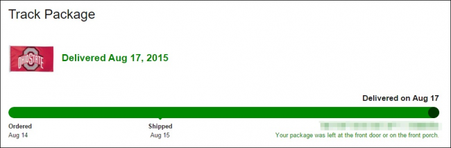 Страница отслеживания посылки с датами отправки и доставки