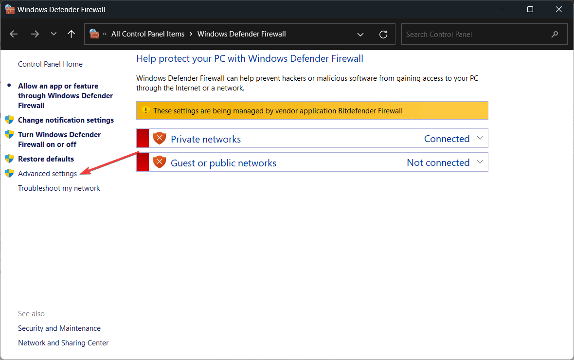 Расширенные параметры брандмауэра Windows — правила входящего/исходящего трафика