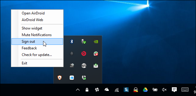 Выход из десктопного клиента AirDroid