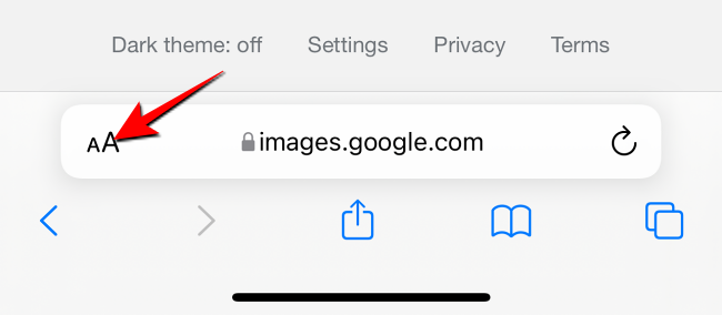 Нажмите кнопку «aA» в адресной строке Safari