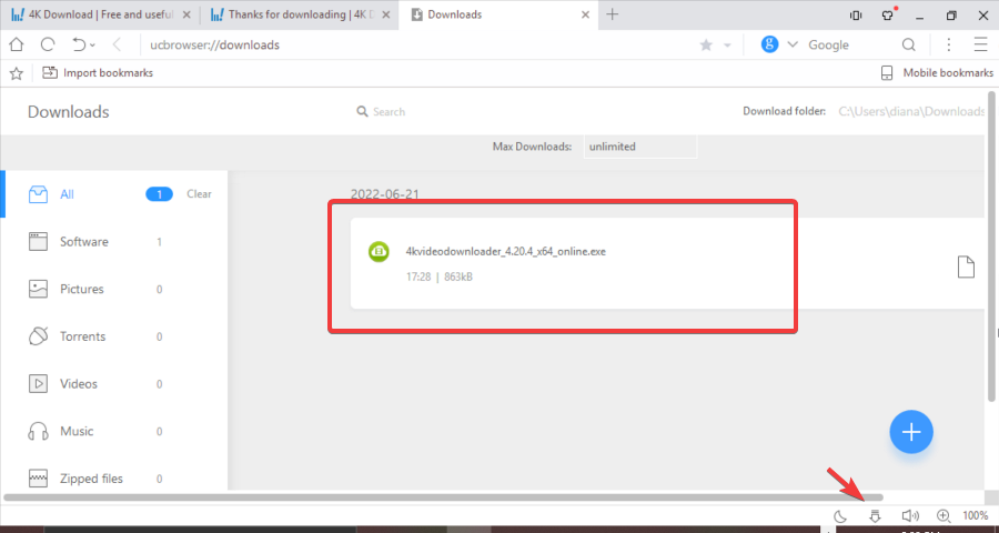 Запуск exe-файла установщика 4K Video Downloader.