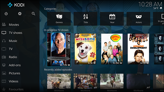 Фон Star Trek на домашнем экране Kodi