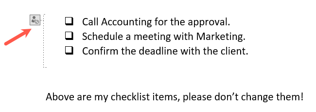 Фрагмент текста, заблокированный от редактирования в Word