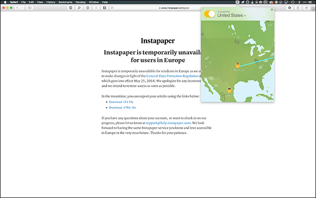 TunnelBear подключается на Mac — индикатор подключения