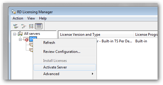 Gestionnaire de licences Remote Desktop