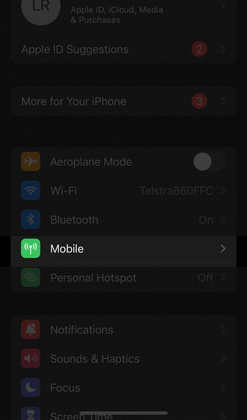 Настройки сотовой связи в iOS