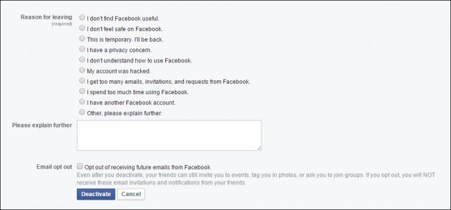 Запрос причины деактивации