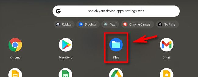 В лаунчере Chrome OS нажмите «Файлы»