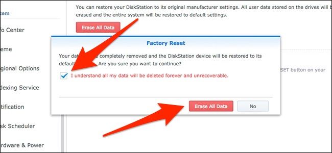 Подтверждение полного стирания данных