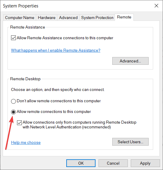 Настройка: разрешить удалённые подключения в Windows 10