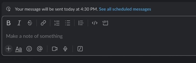 Просмотр запланированных сообщений в приложении Slack