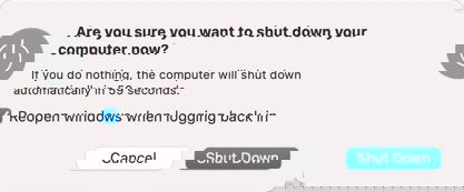 Shutdown Mac Popup Window