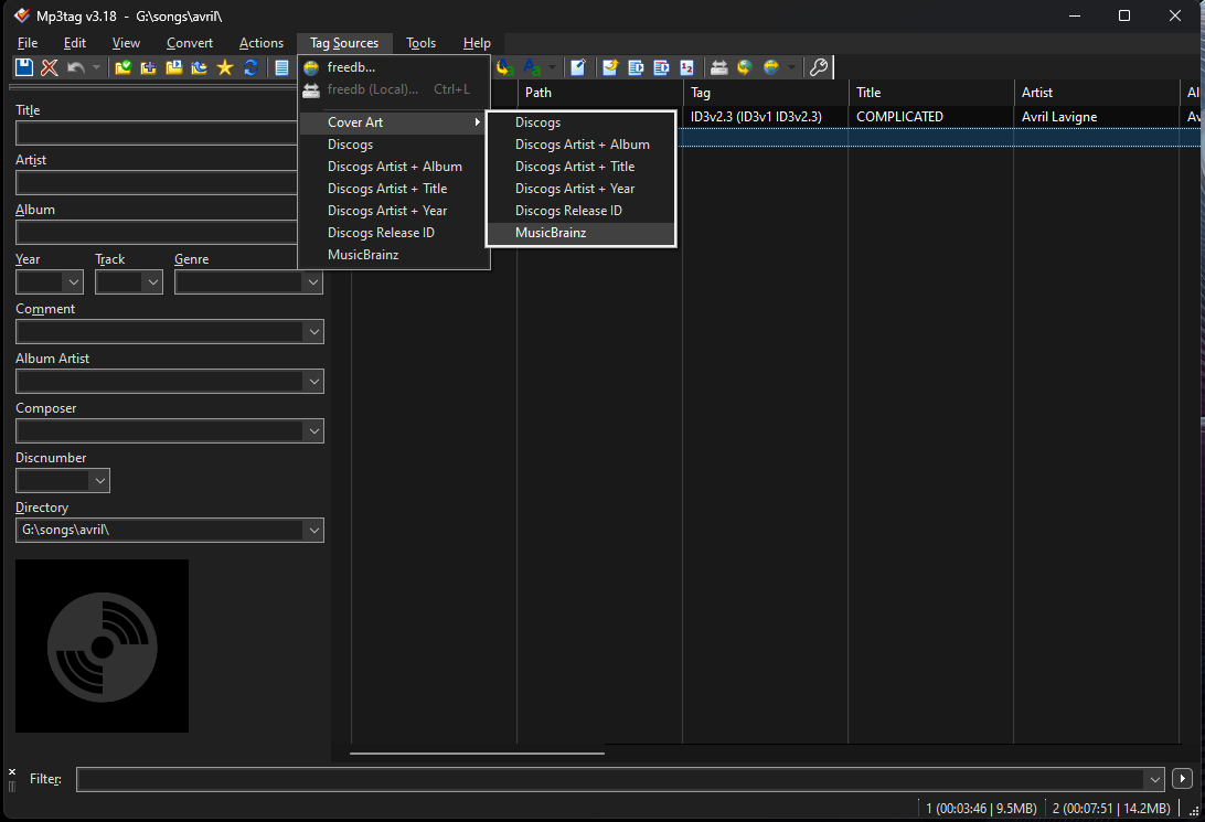 Запрос обложки через MP3tag