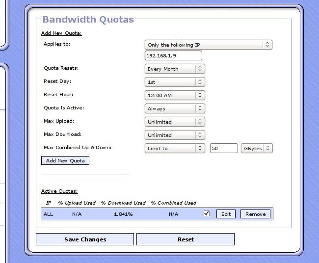 Интерфейс учёта трафика и статистики на маршрутизаторе