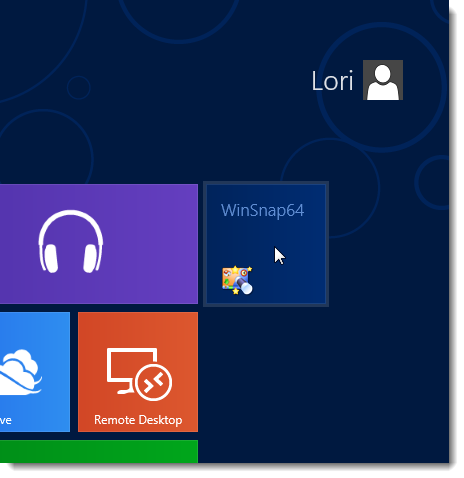 Ярлык приложения на экране Пуск
