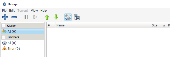 Deluge интерфейс со списком торрентов