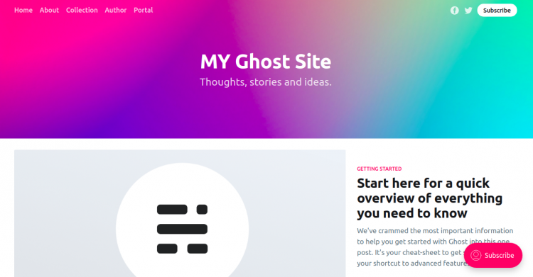 Внешний вид сайта на Ghost