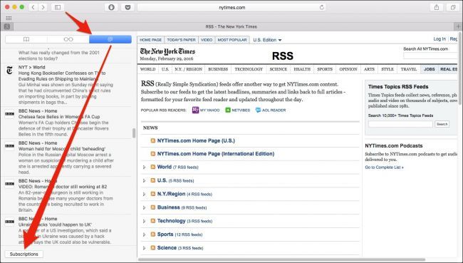 Страница RSS‑ленты в Safari