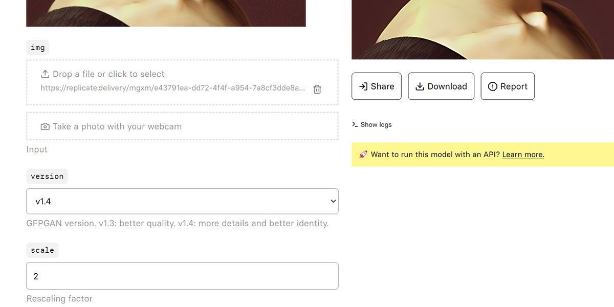 загрузите изображение в GFPGAN