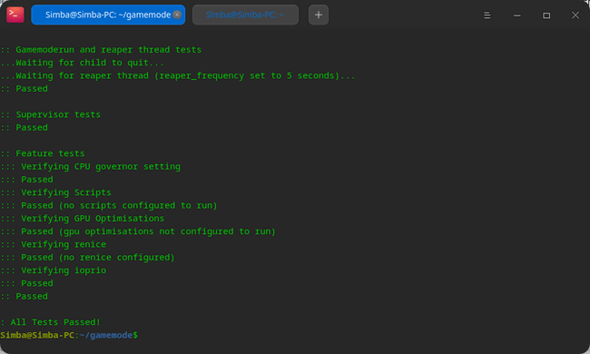 Тестирование установки GameMode