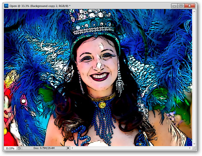 Установка режима наложения Multiply для контурного слоя