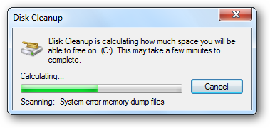 Disk Cleanup вычисляет объём для освобождения