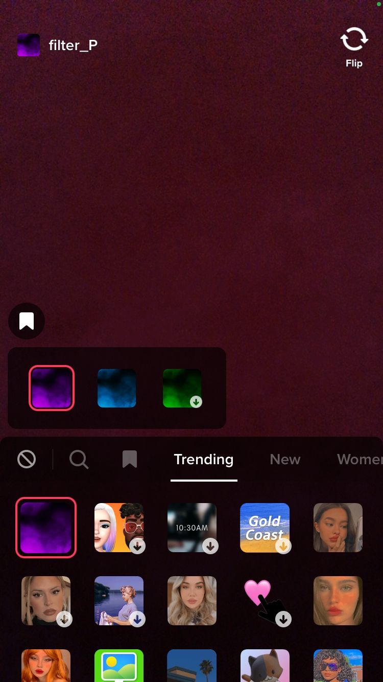 варианты эффектов в TikTok