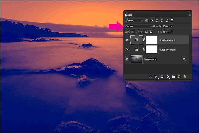 Смена режима наложения на Color и регулировка Opacity