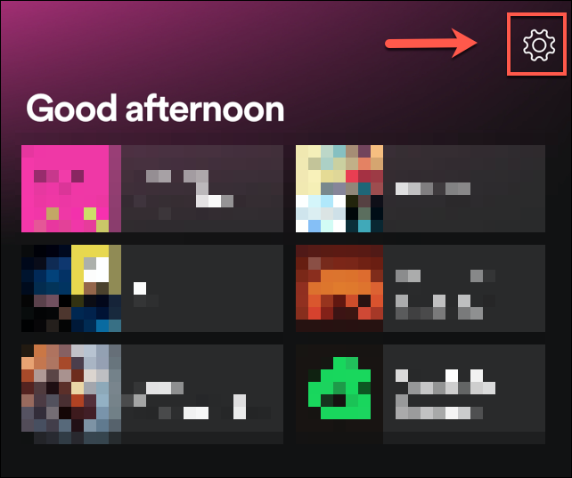 Нажмите значок настроек в вкладке Home в приложении Spotify на iOS и Android