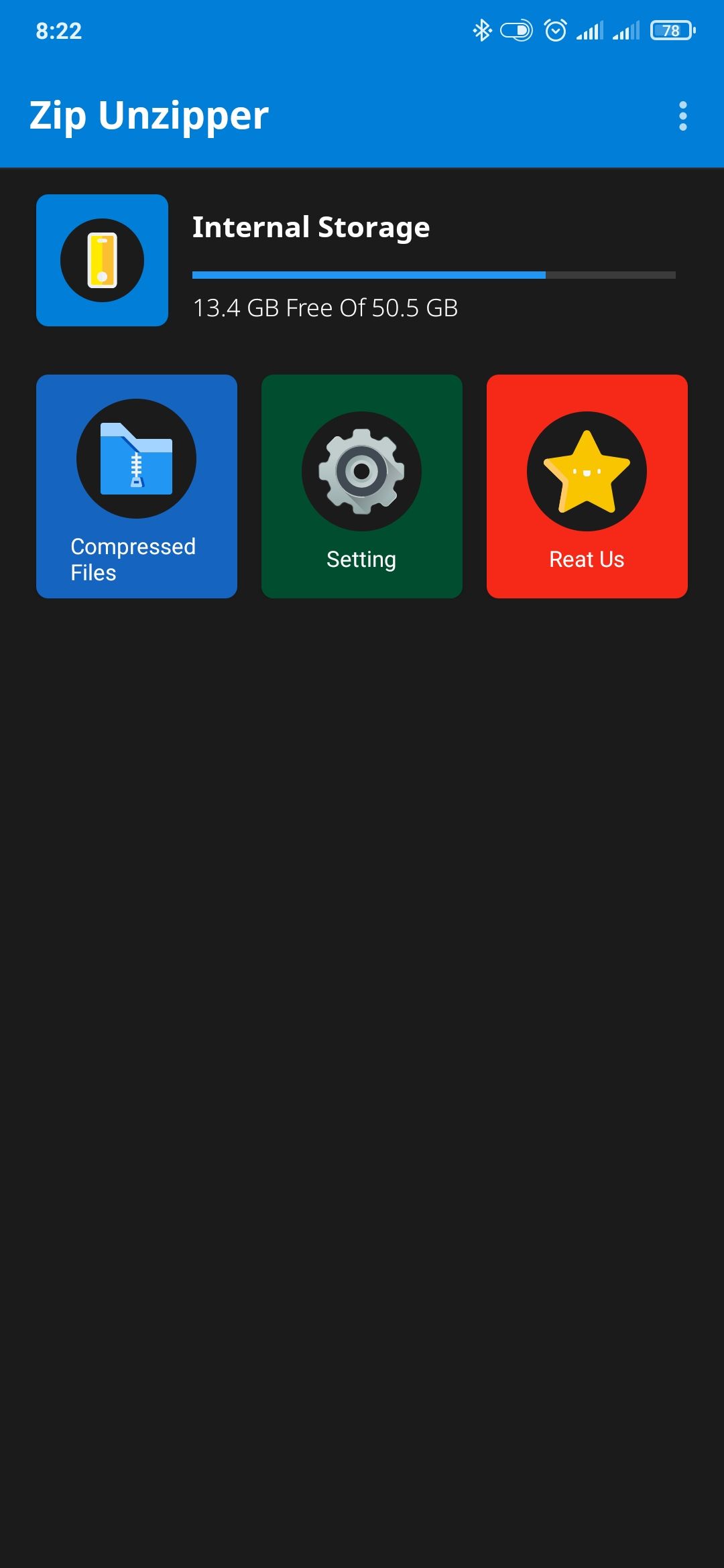 Главный экран Zip‑Unzip‑File Extractor на Android