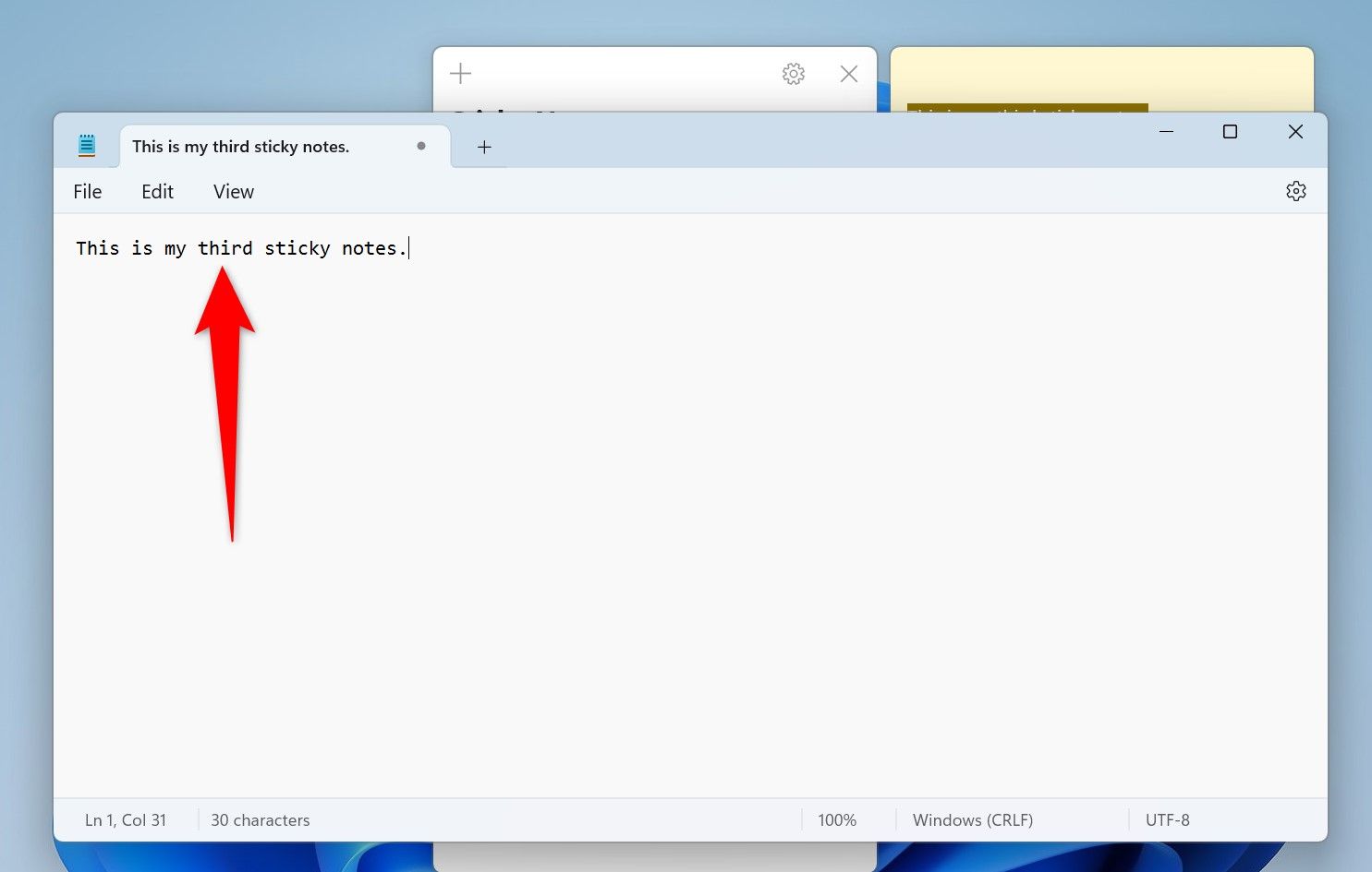 Вставка содержимого заметки в Блокнот и сохранение.