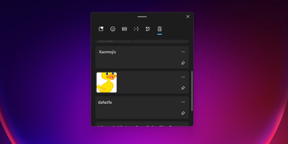 Вкладка История буфера обмена