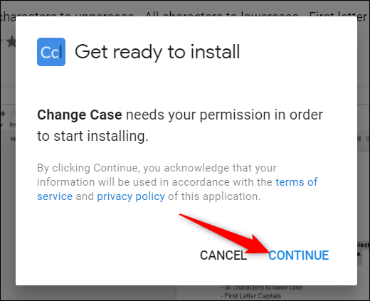 Подтвердите разрешения для работы дополнения.