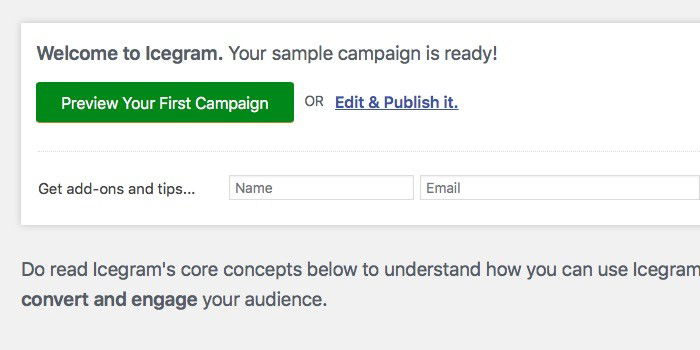 Превью примерной кампании в Icegram