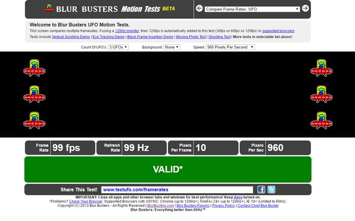 Тест частоты обновления на Blur Busters