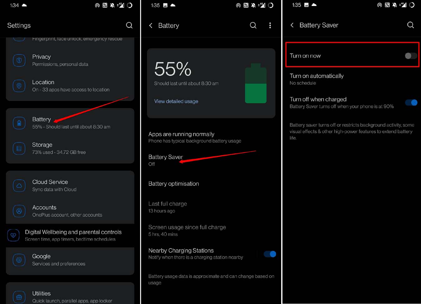 Выключить энергосбережение Android