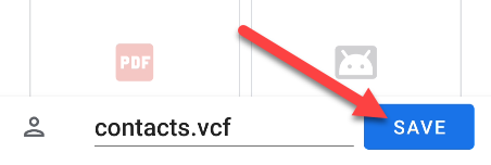 Выберите место и сохраните .vcf.