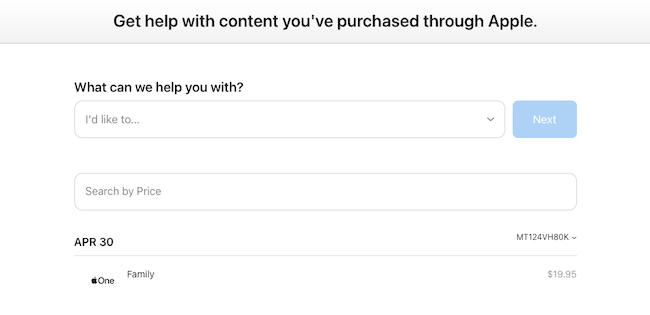 Apple's App Store refund support page