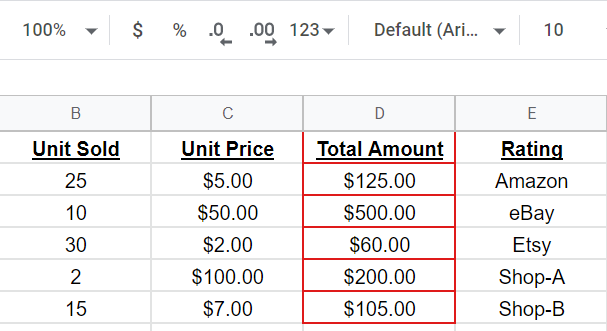Ячейки с выбранным цветом границ.