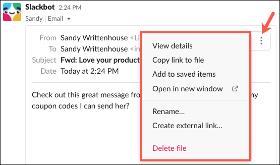 Дополнительные действия для письма