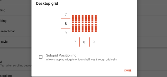 Пример сетки 8x8 с плотно размещёнными виджетами