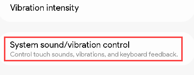 Параметры «Управление звуком/вибрацией системы»
