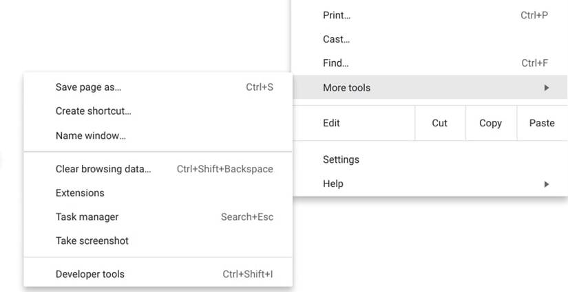 Список настроек Chrome