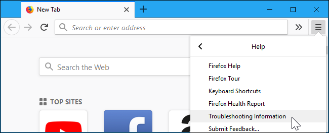 Страница информации для устранения неполадок в Firefox