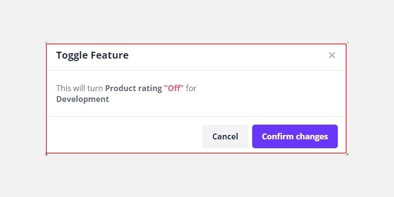 Всплывающее окно подтверждения отключения флага в Flagsmith