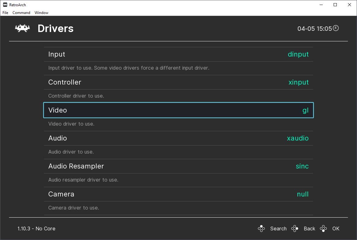 Панель настроек драйверов