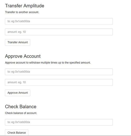 Меню взаимодействия с контрактом на Token Factory: поля transfer и balanceOf