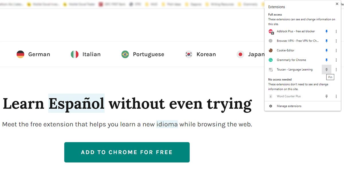 A visual for pinning Toucan to browser