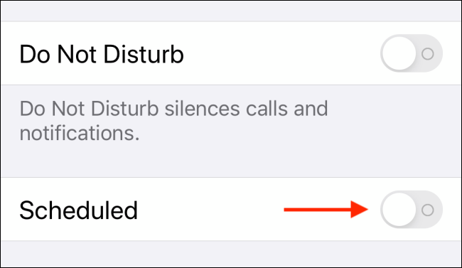 Tap the toggle next to Scheduled